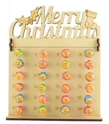 6mm Chupa Chups Lolly Pop Holder Advent Calendar with 'Merry Christmas' Topper